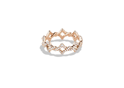 Rose Gold Plated CZ Studded Ladies Twisted Ring